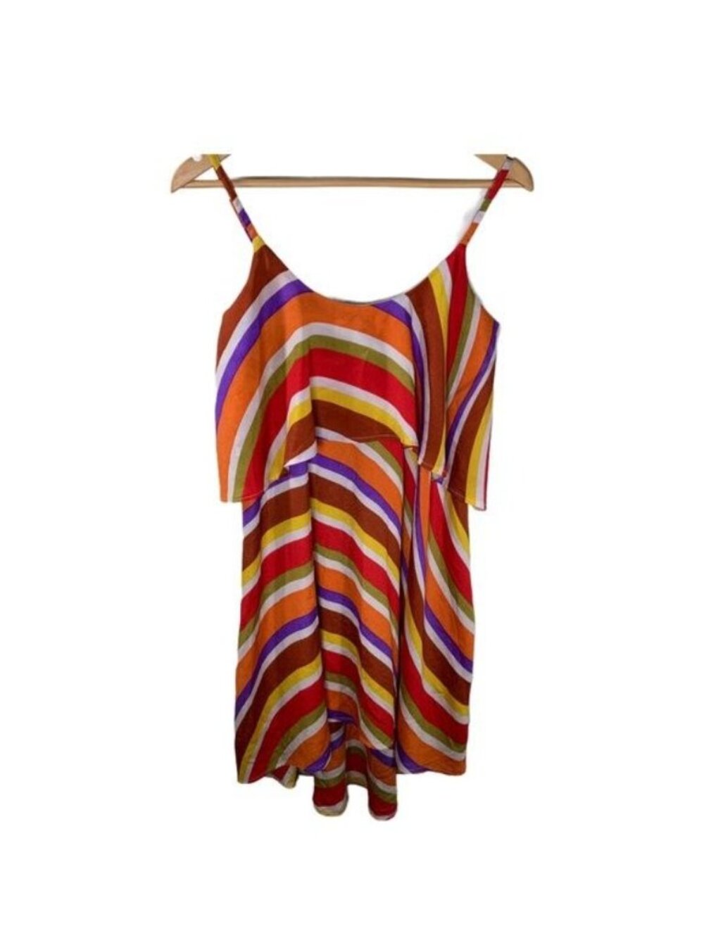Judith March Dress Small Orange Red Stripe Sleeveless Mini Sundress